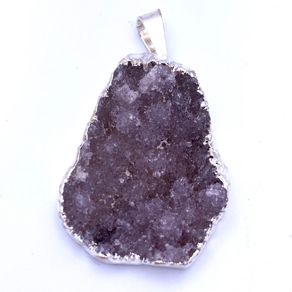 Interiors in Balance Jewelry - Amethyst Crystal Druzy Pendant for Necklace.